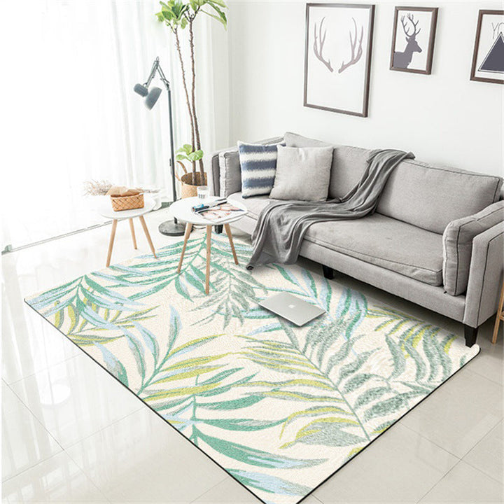 Stornfield | Tropical Botanical Pattern Rug with White and Yellow Leaves, Polyester Rug, Machine Washable, Non-Slip Rug for Bedroom