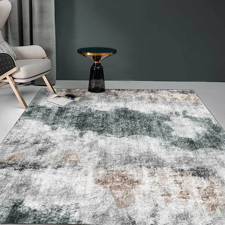 Stornfield | Grey Contemporary Area Rug Abstract Polyester Washable Non-Slip Backing Rug for Living Room