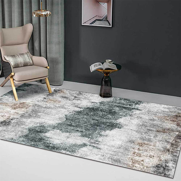 Stornfield | Grey Contemporary Area Rug Abstract Polyester Washable Non-Slip Backing Rug for Living Room