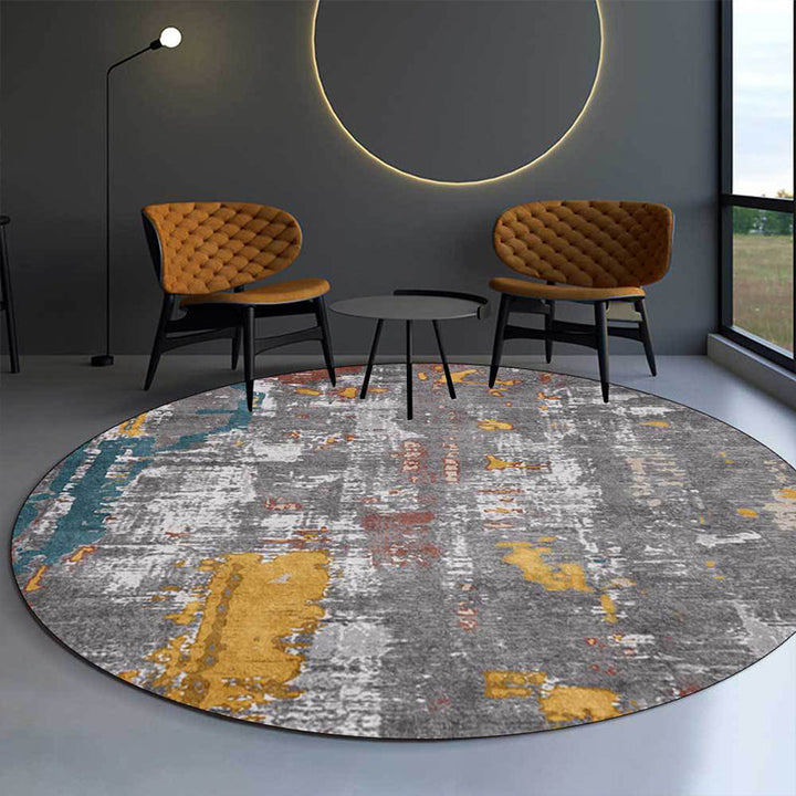 Stornfield | Grey Industrial Abstract Rug Machine Washable Polyester Rug Non-Slip Mat for Bedroom