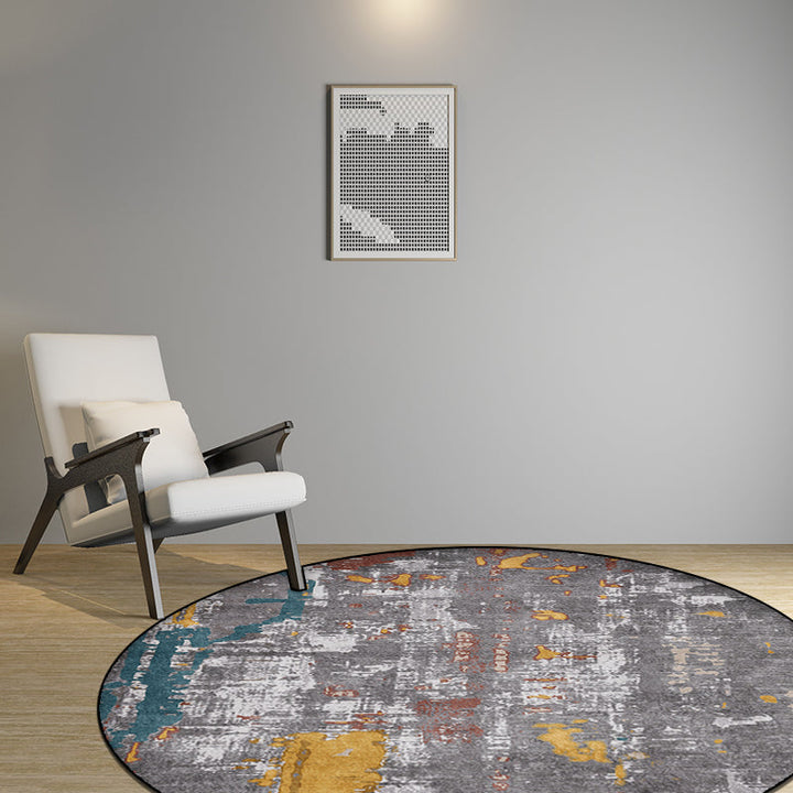Stornfield | Grey Industrial Abstract Rug Machine Washable Polyester Rug Non-Slip Mat for Bedroom