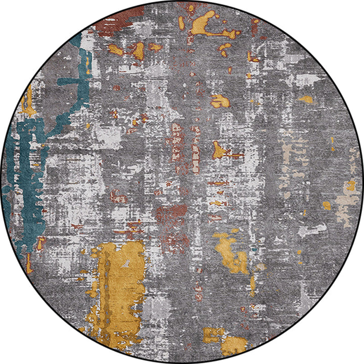 Stornfield | Grey Industrial Abstract Rug Machine Washable Polyester Rug Non-Slip Mat for Bedroom