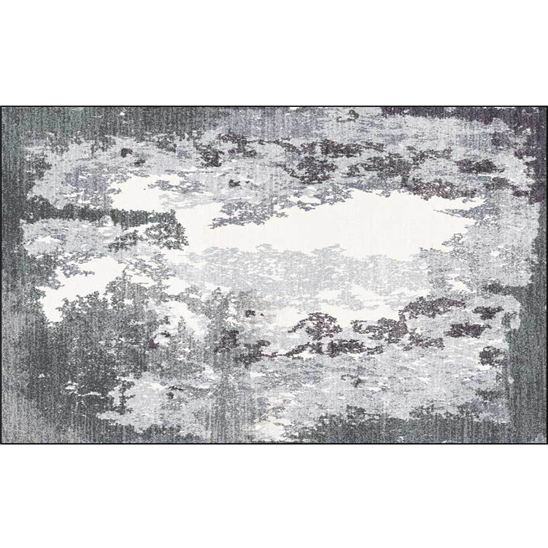 Stornfield | Grey and White Polyester Contemporary Rug, Washable Abstract Carpet with Non-Slip Backing for Living Room