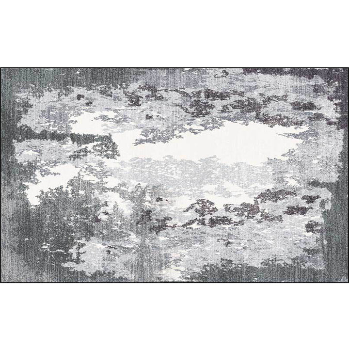 Stornfield | Grey and White Polyester Contemporary Rug, Washable Abstract Carpet with Non-Slip Backing for Living Room
