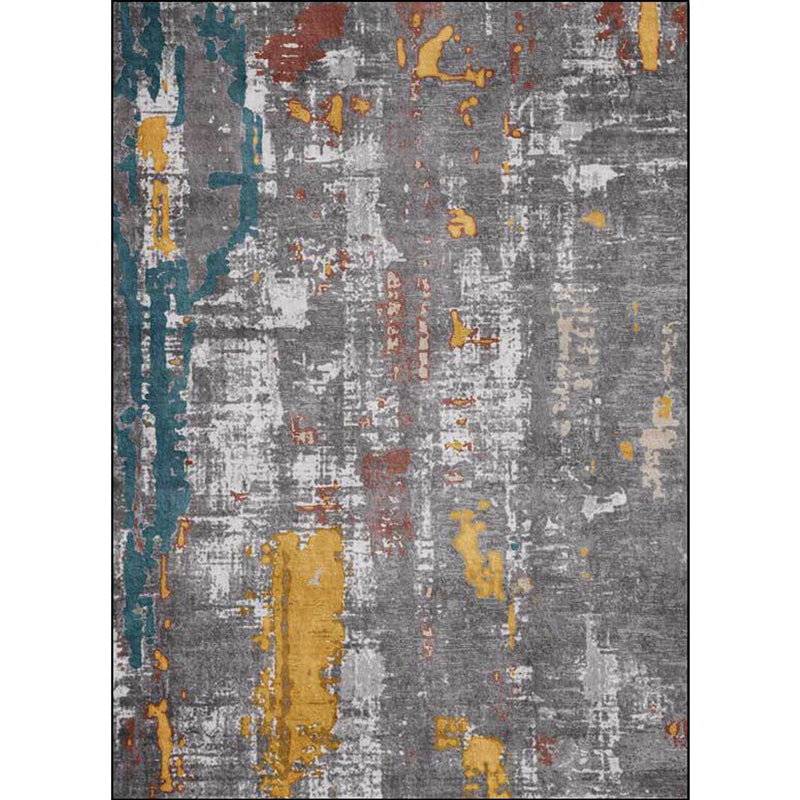 Stornfield | Grey Industrial Abstract Rug Machine Washable Polyester Rug Non-Slip Mat for Bedroom