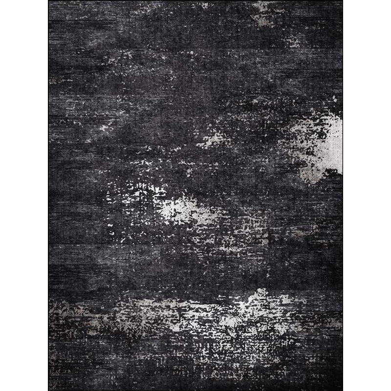 Stornfield | Black Industrial Abstract Rug Polyester Machine Washable Non-Slip Bedroom Rug