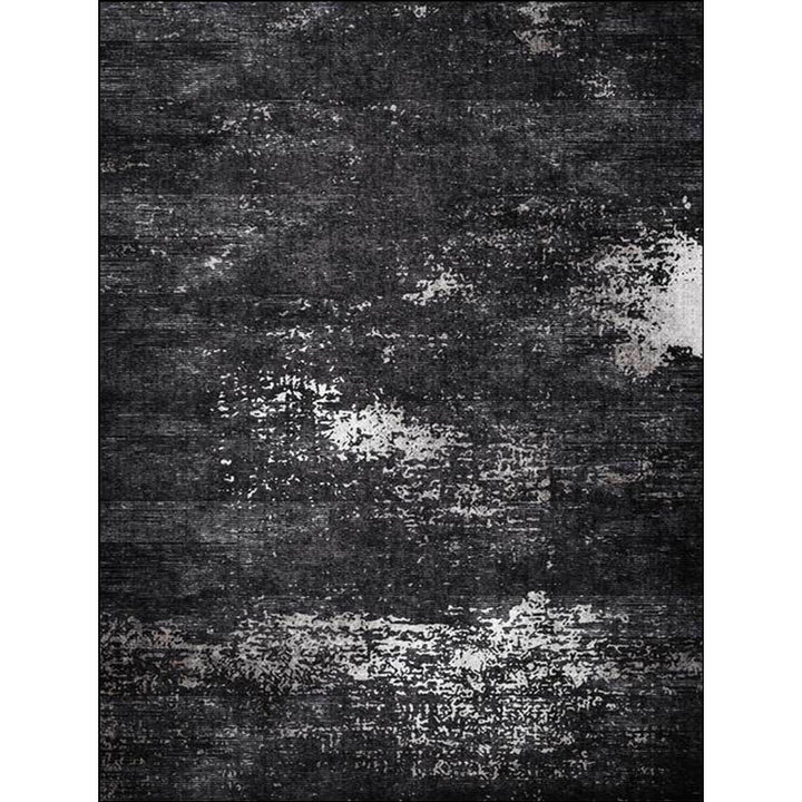 Stornfield | Black Industrial Abstract Rug Polyester Machine Washable Non-Slip Bedroom Rug