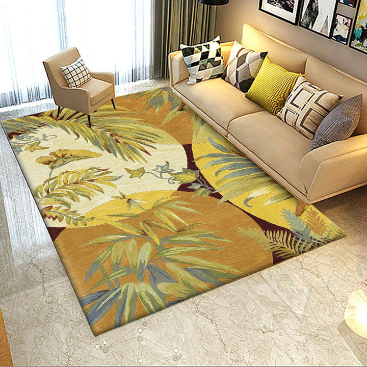 Stornfield | Orange Modern Polyester Botanical Pattern Washable Rug with Non-Slip Backing for Living Room