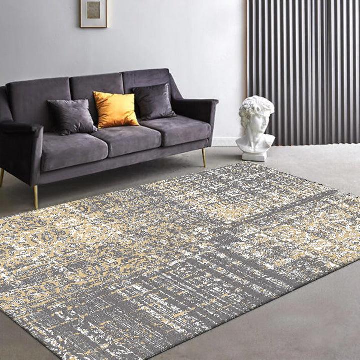 Stornfield | Grey Funky Abstract Rug Industrial Washable Polyester Carpet Non-Slip Mat for Living Room