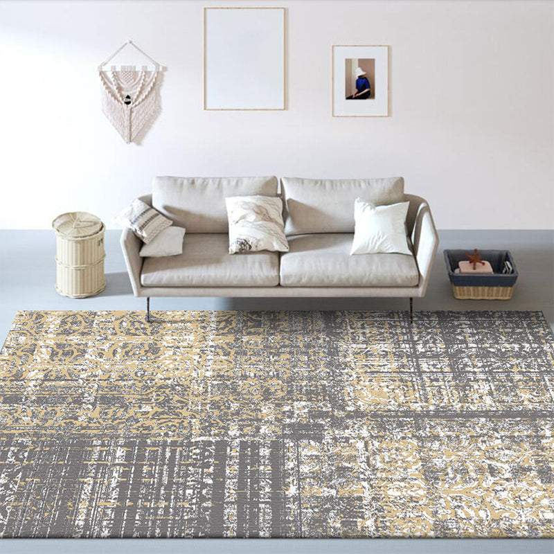 Stornfield | Grey Funky Abstract Rug Industrial Washable Polyester Carpet Non-Slip Mat for Living Room