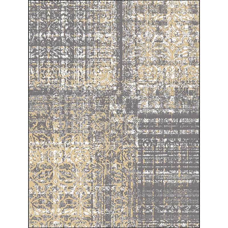 Stornfield | Grey Funky Abstract Rug Industrial Washable Polyester Carpet Non-Slip Mat for Living Room