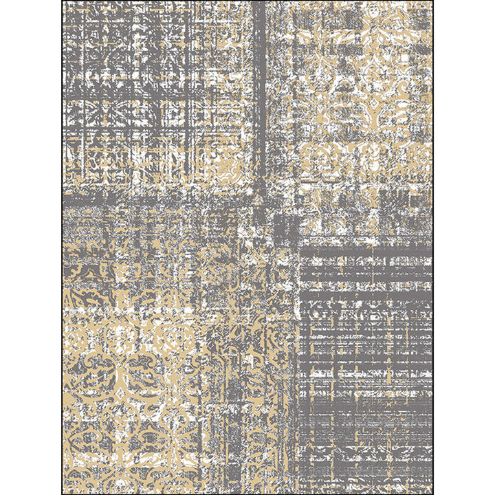 Stornfield | Grey Funky Abstract Rug Industrial Washable Polyester Carpet Non-Slip Mat for Living Room