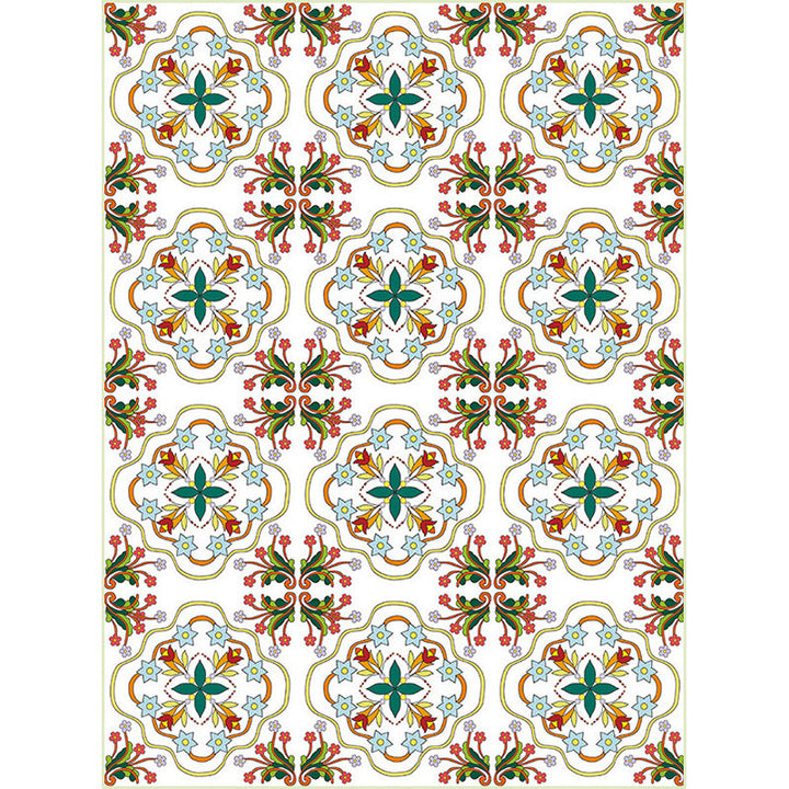 Stornfield | Ivory Bedroom Rug Moroccan Pattern Polyester Rug Washable Stain-Resistant Rug