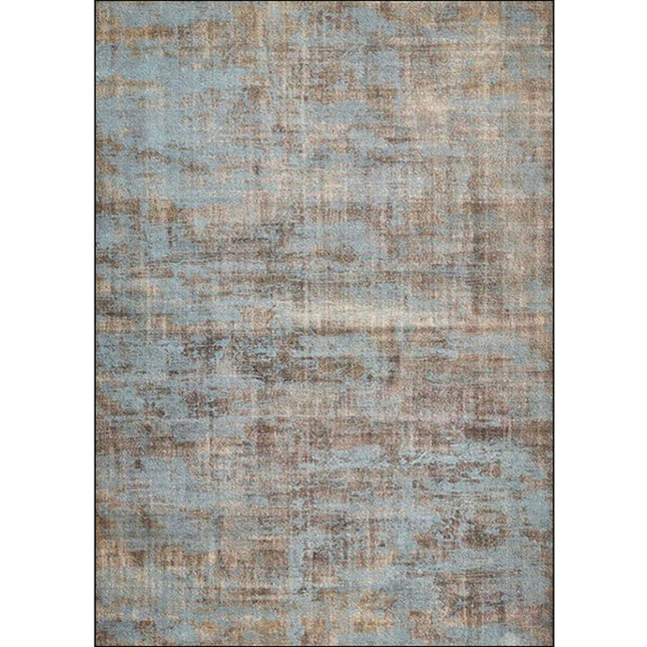 Stornfield | Abstract Industrial Washable Brown and Blue Polyester Rug, Non-Slip Backing, Living Room Carpet