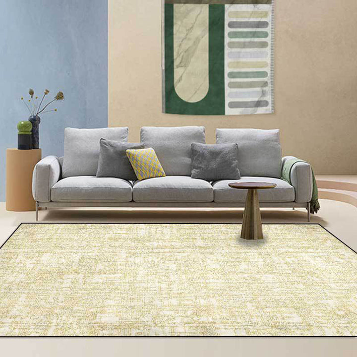 Stornfield | Simple Abstract Yellow Polyester Machine Washable Non-Slip Bedroom Rug