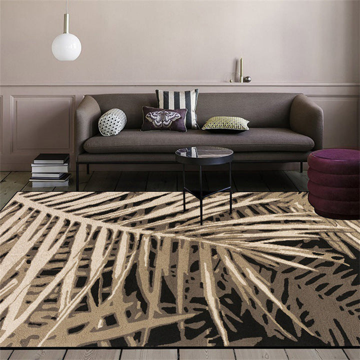 Stornfield | Unique Leaf Pattern Brown Tropical Rug Non-Slip Washable Polyester Rug for Living Room