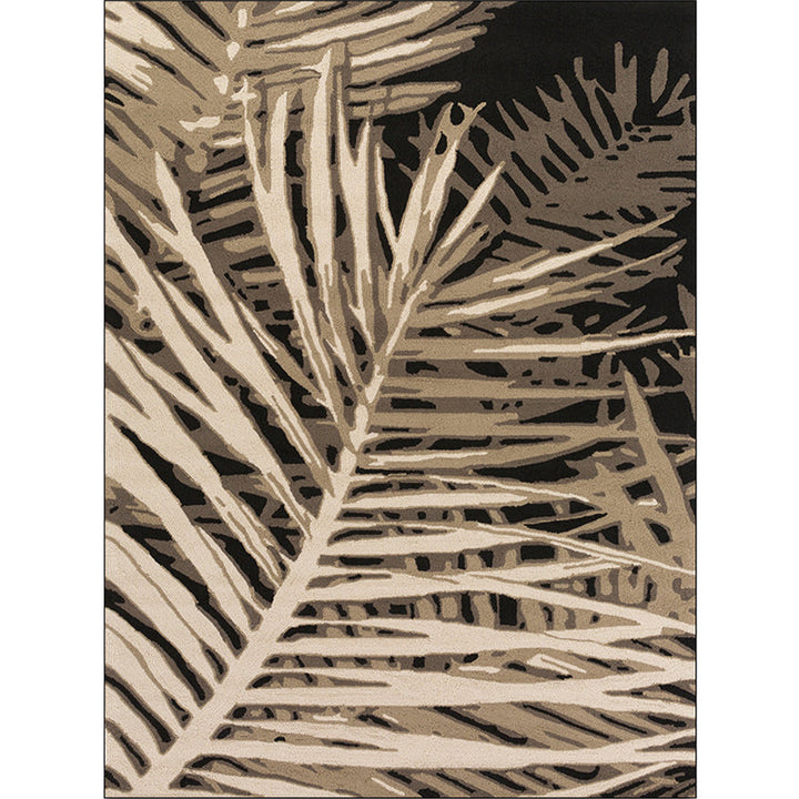 Stornfield | Unique Leaf Pattern Brown Tropical Rug Non-Slip Washable Polyester Rug for Living Room