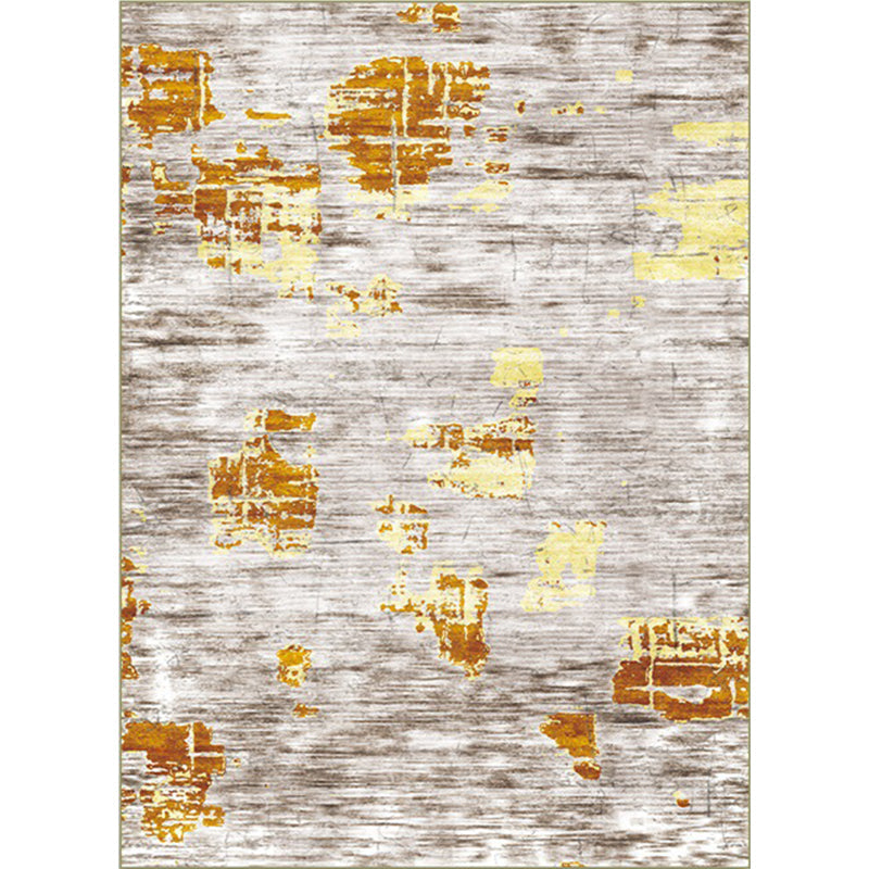 Stornfield | Yellow and Grey Industrial Space Dye Print Polyester Rug Machine Washable Non-Slip Floor Mat for Bedroom