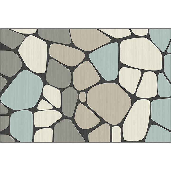 Stornfield | Novelty Irregular Grey Stone Pattern Polyester Living Room Rug Non-Slip Stain-Resistant Carpet