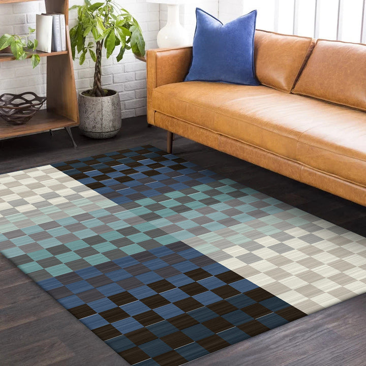 Stornfield | Innovative Living Room Rug Colorful Small Plaid Color Block Print Polyester Washable Stain Resistant Area Rug