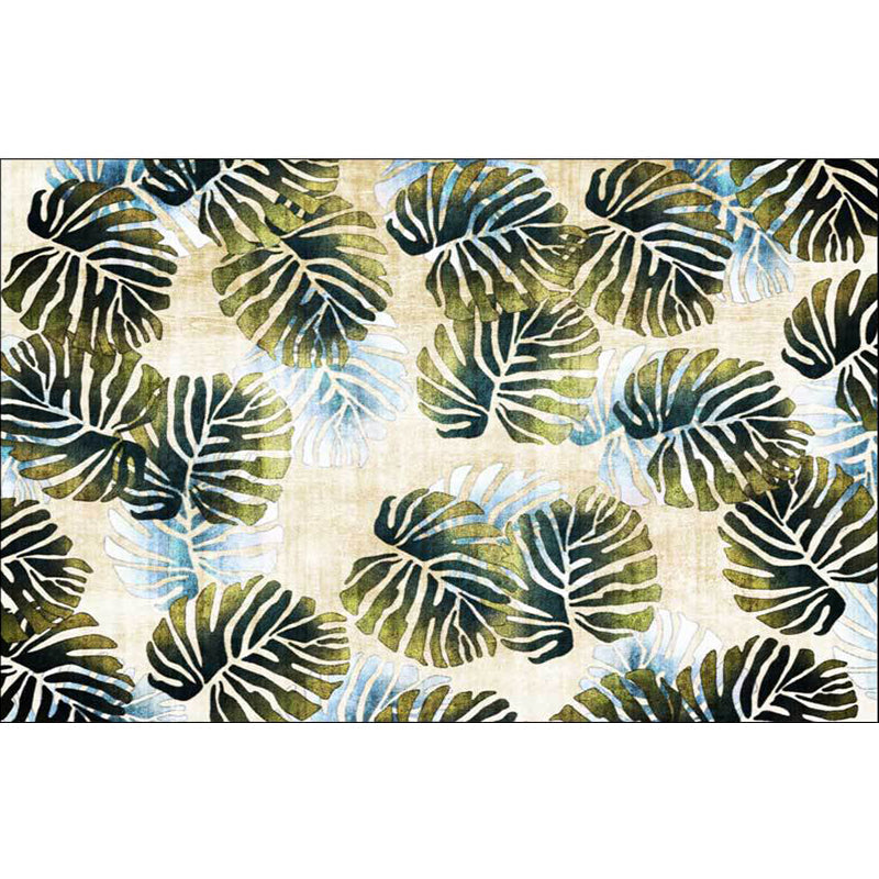 Stornfield | Modern Leaf Pattern Rug with Yellow and Green Leaves Machine Washable Polyester Rug Non-Slip Bedroom Rug