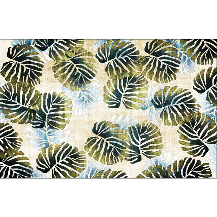 Stornfield | Modern Leaf Pattern Rug with Yellow and Green Leaves Machine Washable Polyester Rug Non-Slip Bedroom Rug