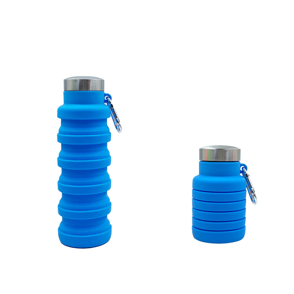 Women practical and compact silicone drinking bottle with carabiner and stainless steel cap Stornfield