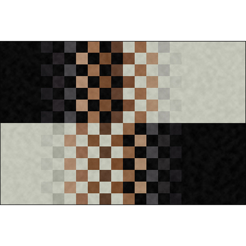 Stornfield | Black and Ivory Bedroom Rug with Innovative Color Block Mosaic Pattern in Polyester, Washable and Non-Slip Rug