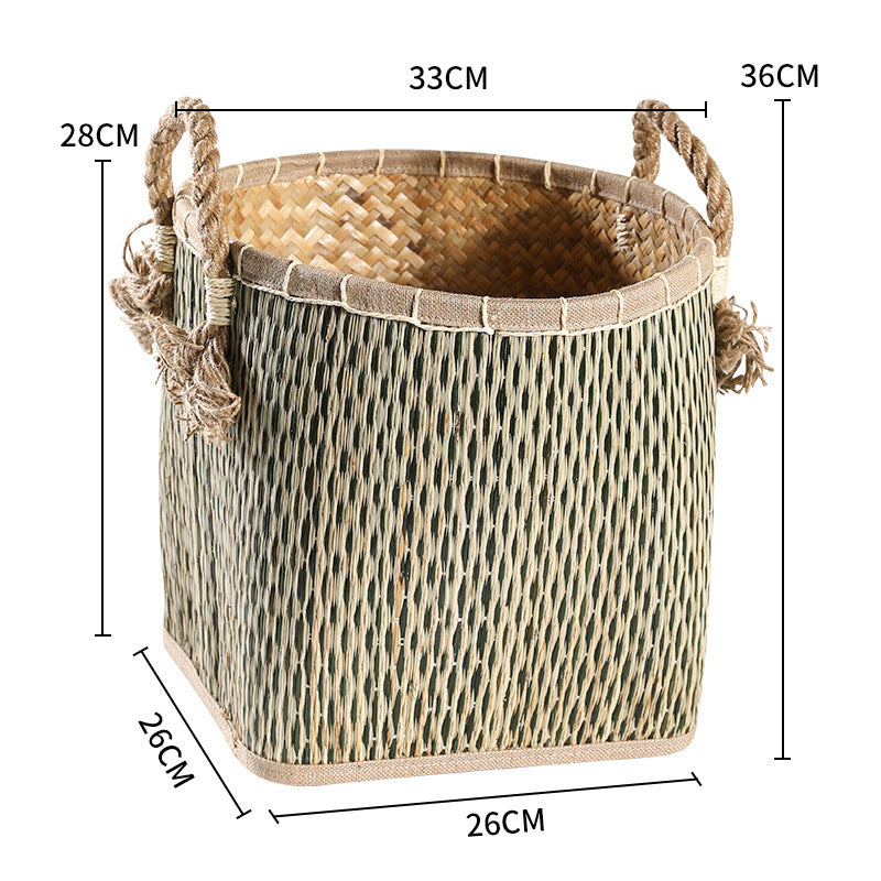 Unisex Handwoven Storage Basket with Decorative Fringes Stornfield