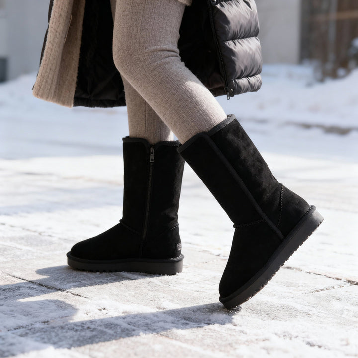 Stornfield | Nina | Warm & Waterproof Suede Sheepskin Boots with Side Zipper