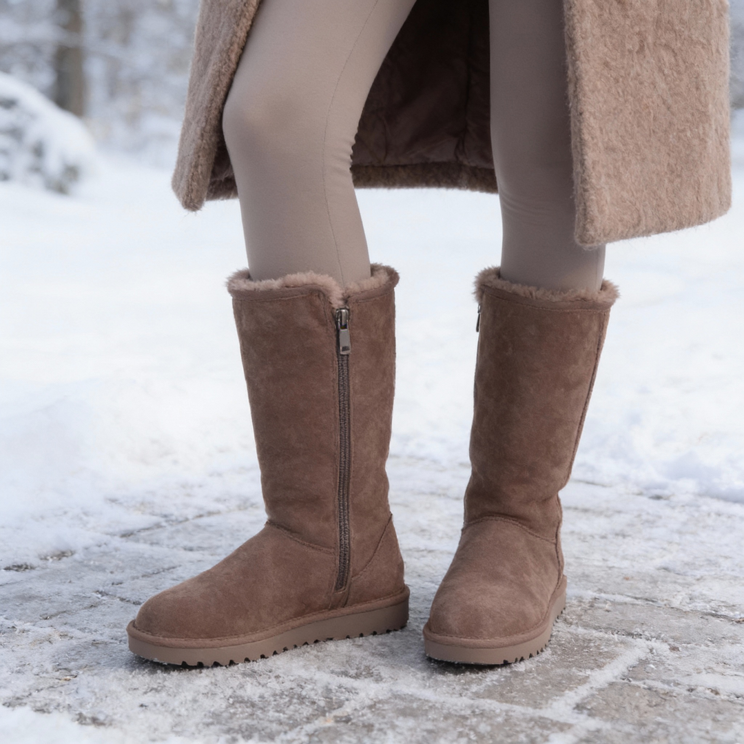 Stornfield | Nina | Warm & Waterproof Suede Sheepskin Boots with Side Zipper