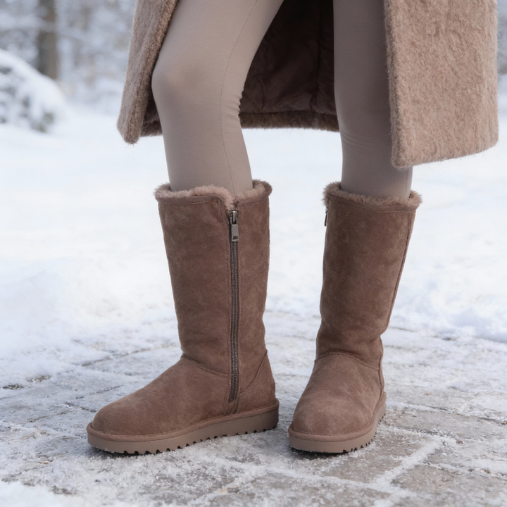 Stornfield | Nina | Warm & Waterproof Suede Sheepskin Boots with Side Zipper