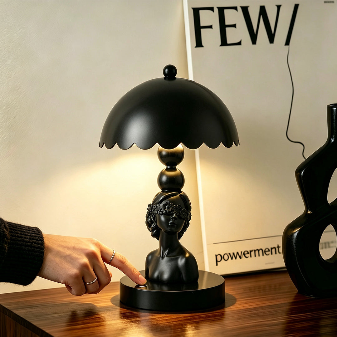 Blindfold Girl Table Lamp, ABS, black