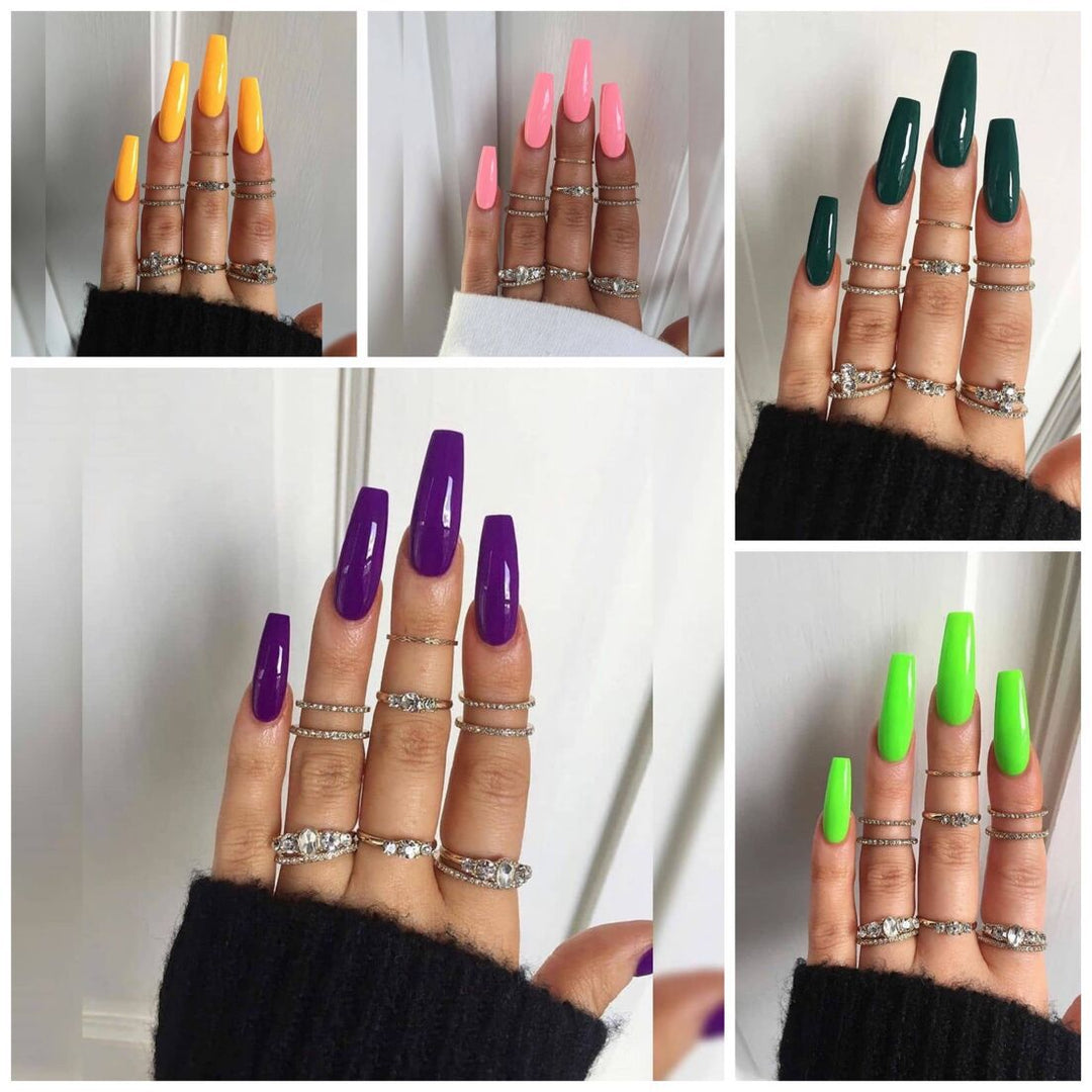 Artificial nail extensions with high gloss finish Stornfield
