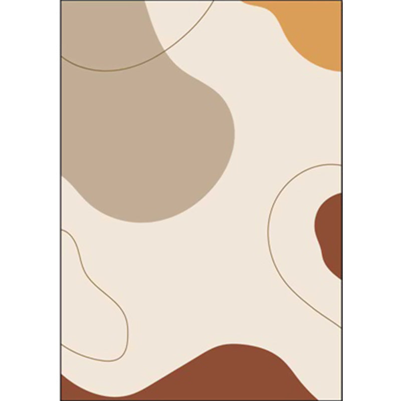 Stornfield | Ivory Solid Novelty Area Rug with Line Color Block Pattern Machine Washable Polyester Carpet for Home Decoration
