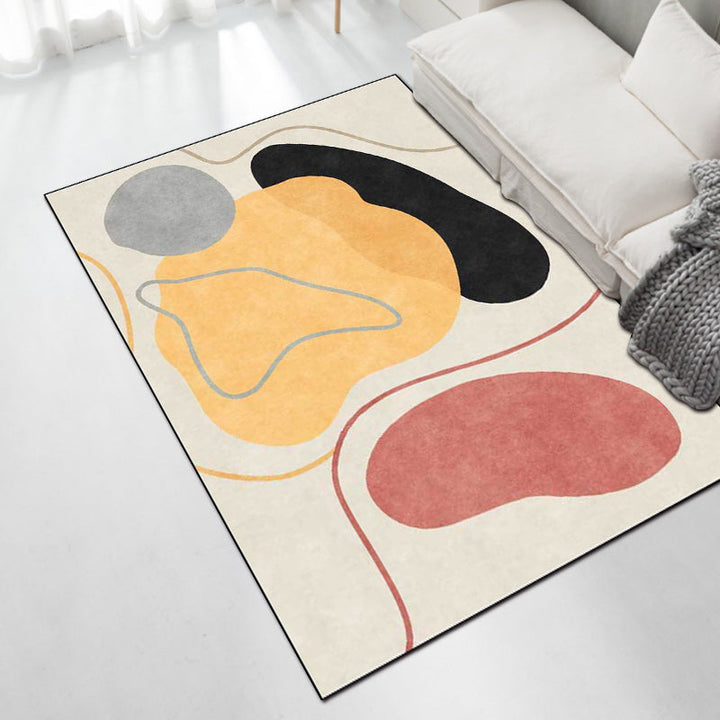 Stornfield | Nordic Novelty Ivory Area Rug with Graphic Color Block Line Pattern, Stain Resistant Polyester Area Rug for Home Decor
