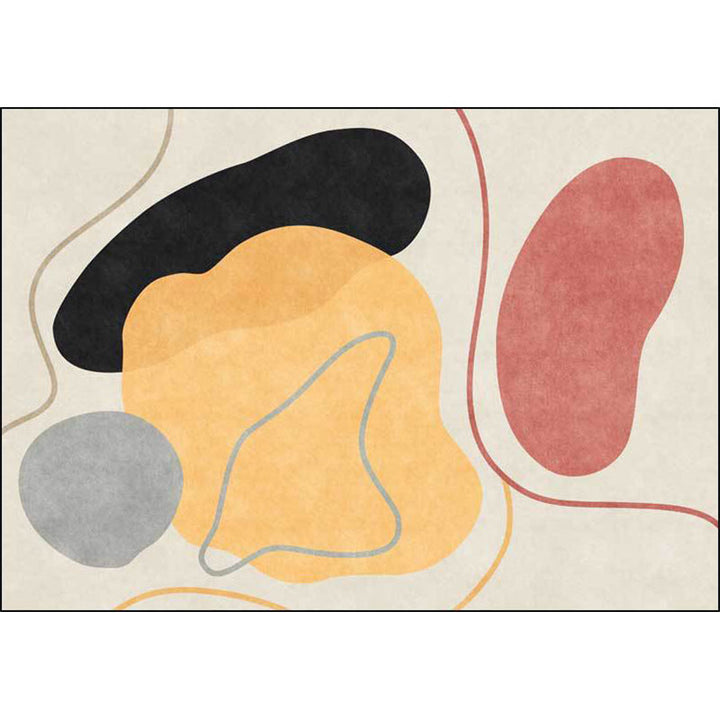 Stornfield | Nordic Novelty Ivory Area Rug with Graphic Color Block Line Pattern, Stain Resistant Polyester Area Rug for Home Decor