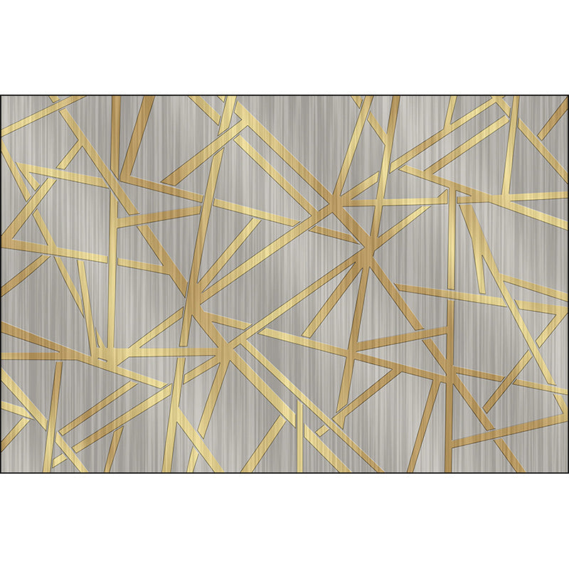 Stornfield | Modern novelty polyester rug with gray geometric line pattern, washable, non-slip, for interior decoration