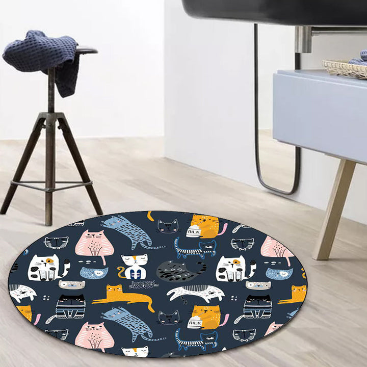 Stornfield | White and Blue Polyester Kids Simple Rug with Giraffe Penguin Rabbit Animal Pattern, Washable Rug for Nursery