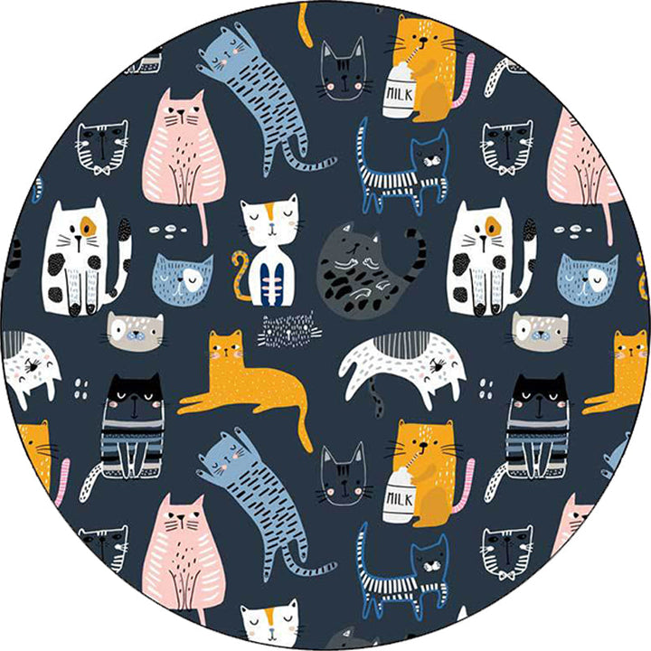 Stornfield | White and Blue Polyester Kids Simple Rug with Giraffe Penguin Rabbit Animal Pattern, Washable Rug for Nursery