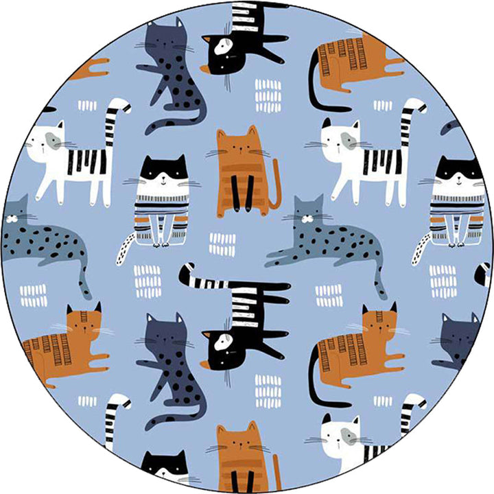 Stornfield | White and Blue Polyester Kids Simple Rug with Giraffe Penguin Rabbit Animal Pattern, Washable Rug for Nursery