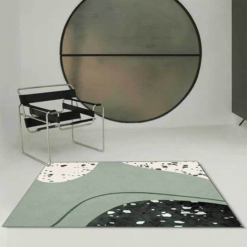 Stornfield | Innovative Green Abstract Rug Washable Polyester Carpet Non-Slip Mat for Living Room