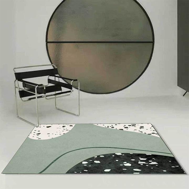 Stornfield | Innovative Green Abstract Rug Washable Polyester Carpet Non-Slip Mat for Living Room