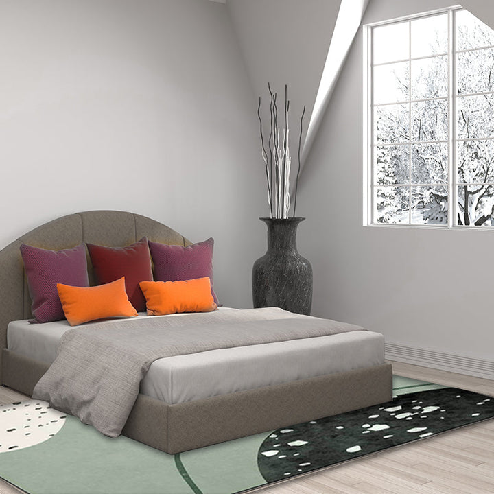 Stornfield | Innovative Green Abstract Rug Washable Polyester Carpet Non-Slip Mat for Living Room
