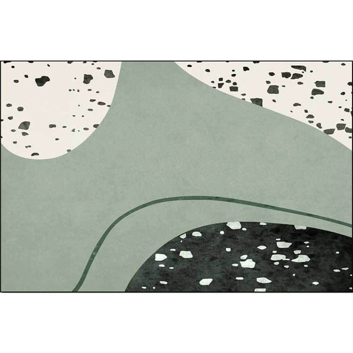 Stornfield | Innovative Green Abstract Rug Washable Polyester Carpet Non-Slip Mat for Living Room