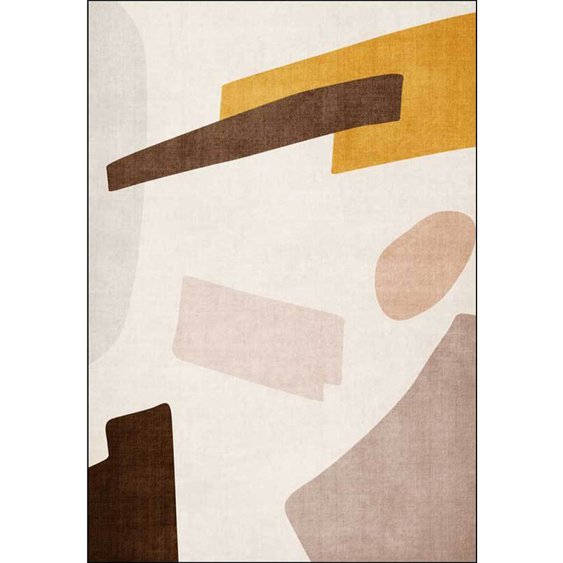 Stornfield | Beige and Brown Contemporary Polyester Rug Machine Washable Abstract Carpet Non-Slip Rug for Living Room