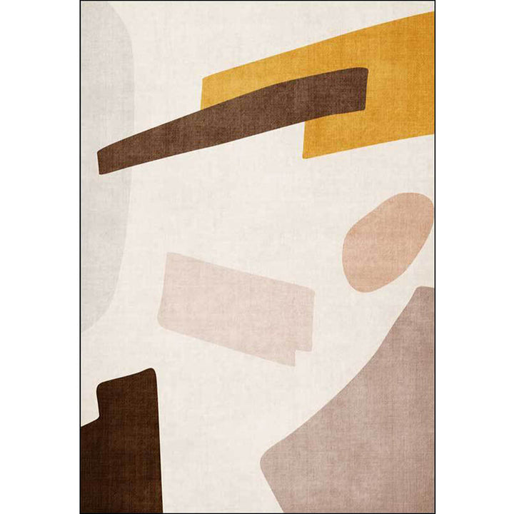 Stornfield | Beige and Brown Contemporary Polyester Rug Machine Washable Abstract Carpet Non-Slip Rug for Living Room
