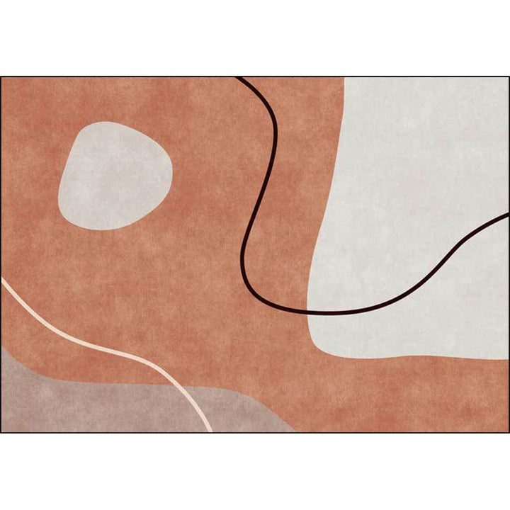 Stornfield | Orange Bedroom Rug Innovative Color Blocked Rug Irregular Shaped Rug Line Pattern Stain Resistant Polyester Rug