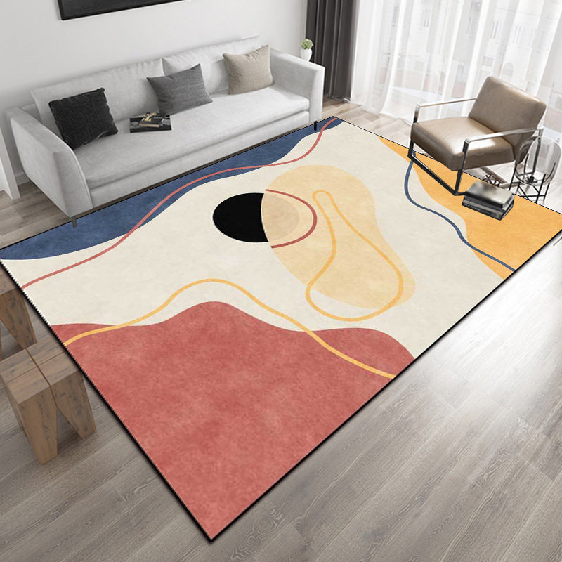Stornfield | Ivory Bedroom Rug Colour Block Striped Pattern Area Rug Novelty Polyester Non-Slip Washable Mat