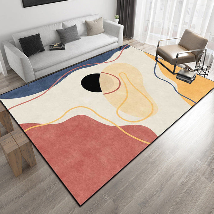 Stornfield | Ivory Bedroom Rug Colour Block Striped Pattern Area Rug Novelty Polyester Non-Slip Washable Mat